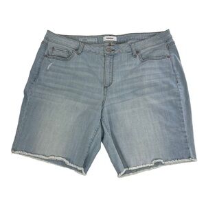 SONOMA Women’s Bermuda Blue Jean Shorts Sz 18 Light Wash Distress Frayed Hems